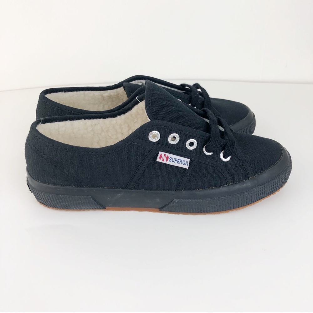 NWT SUPERGA black sherpa lined low top sneaker - Picture 4 of 8